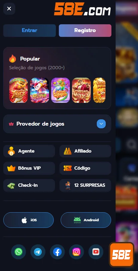 Ilustração de Explore os jogos ao vivo no 58e com segurança e diversão